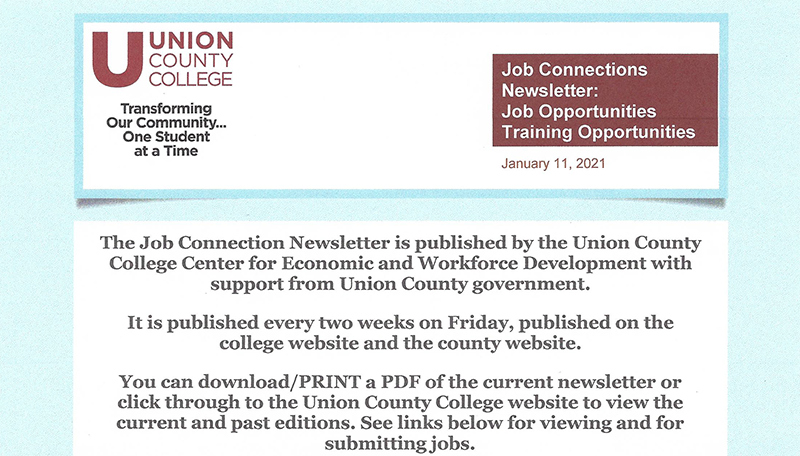 Union County College jobs page